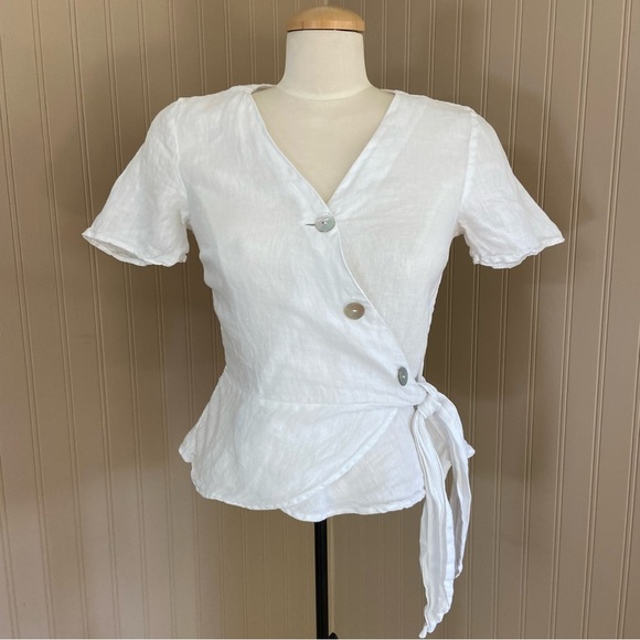H&M Linen Wrap Top Women’s Size XS - Picture 1 of 10